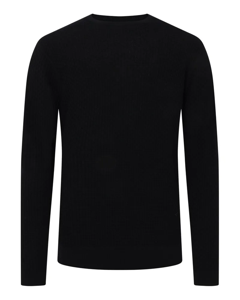Emporio Armani Softer Pullover aus einem Schurwollmix mit O-Neck in Schwarz