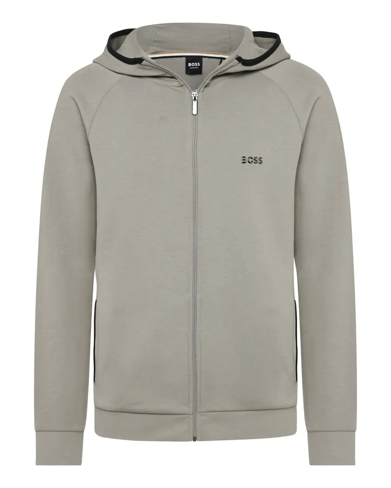 HUGO BOSS Softe Kapuzen-Sweatjacke mit Zip in Beige