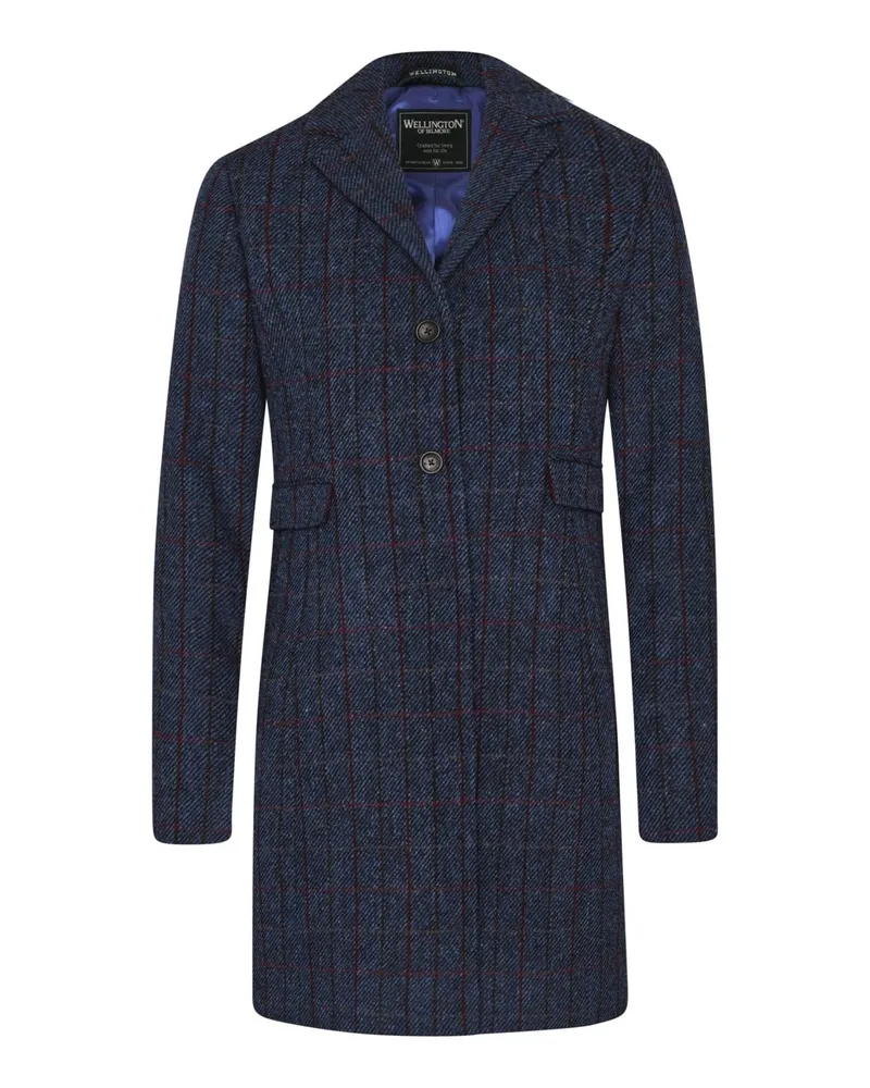 Wellington of Bilmore Harris Tweed Damenmantel Emilia mit Glencheck-Muster in Blau