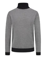 Emporio Armani Turtleneck-Pullover mit zweifarbigem Strickmuster Blau