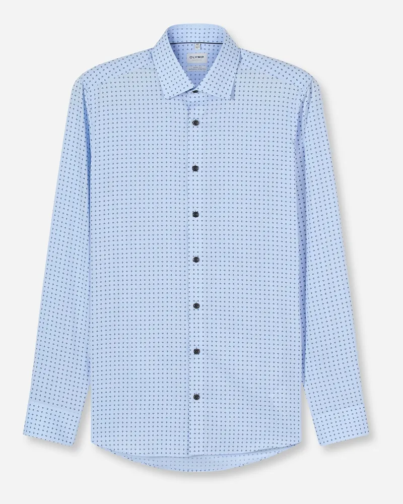 Olymp Level Five, Body Fit, Natural Stretch-Hemd mit Print in Hellblau