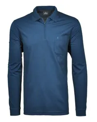 Ragman Langarm-Poloshirt aus softer Baumwollmischung mit Fineliner Marine