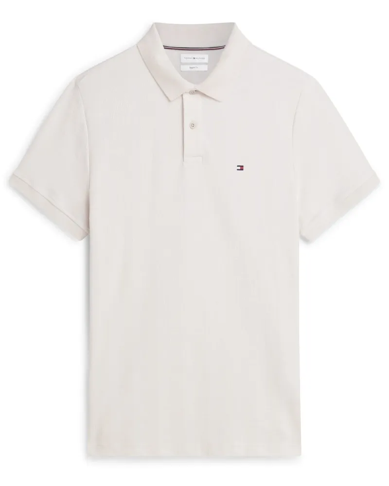 Tommy Hilfiger Strick-Poloshirt aus einem Baumwoll-Mix mit Stretch, Regular Fit in Offwhite