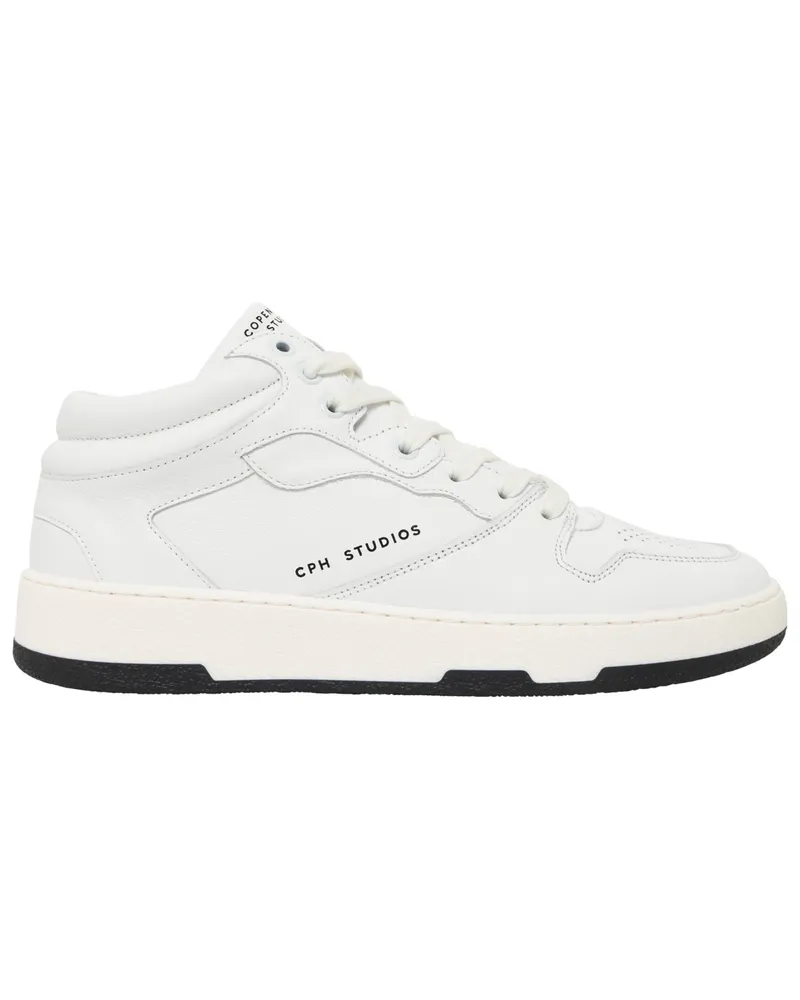 Copenhagen Mid Top-Sneaker aus teilperforiertem Leder in Weiß