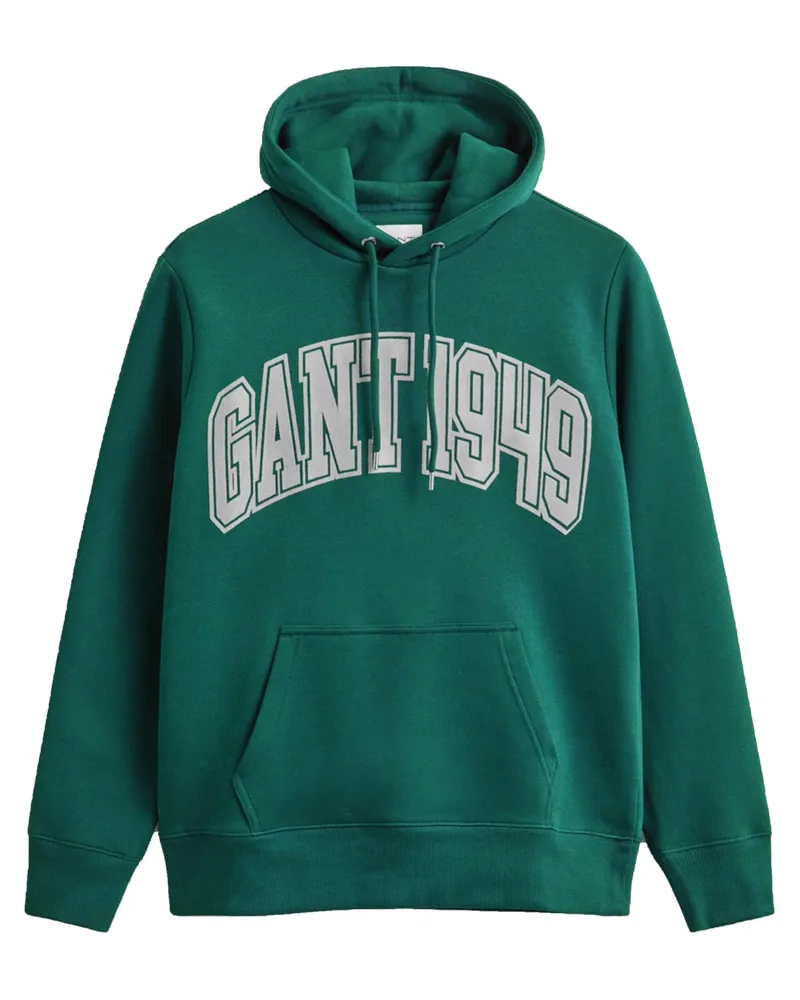 Gant Hoodie aus einem Baumwoll-Mix mit Label-Schriftzug in Grün