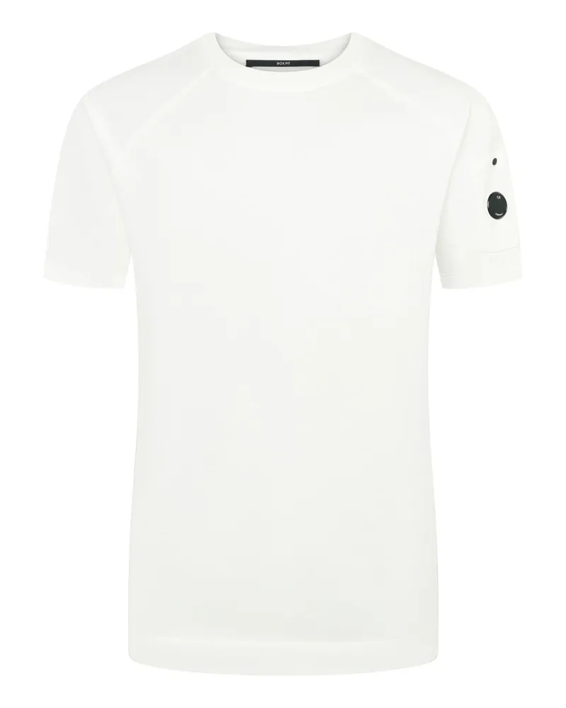 C.P. Company Unifarbenes T-Shirt aus Baumwolle mit Logo-Patch am linken Arm in Weiß