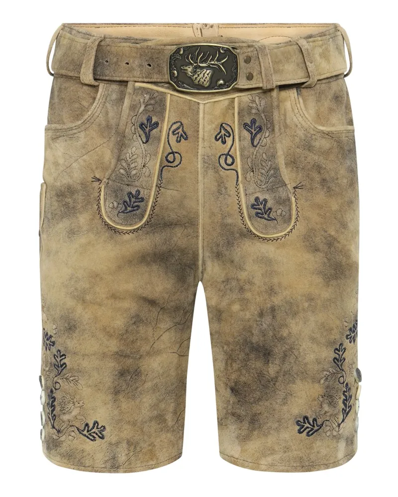 Spieth & Wensky Trachtenlederhose Griesstätter mit Metallschließe und Stickereien in Braun