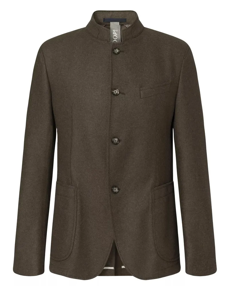 JOOP! Sakko aus Wolle und Lyocell mit Stehkragen, Slim Fit in Oliv