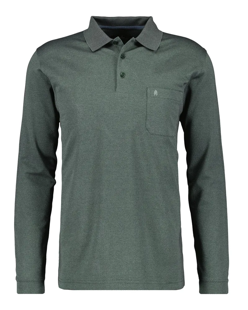 Ragman Langarm-Poloshirt in Feinstrick mit Brusttasche in Grün