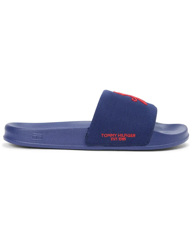 Tommy Hilfiger Canvas-Badeschuhe mit Monogramm-Stickerei in Blau