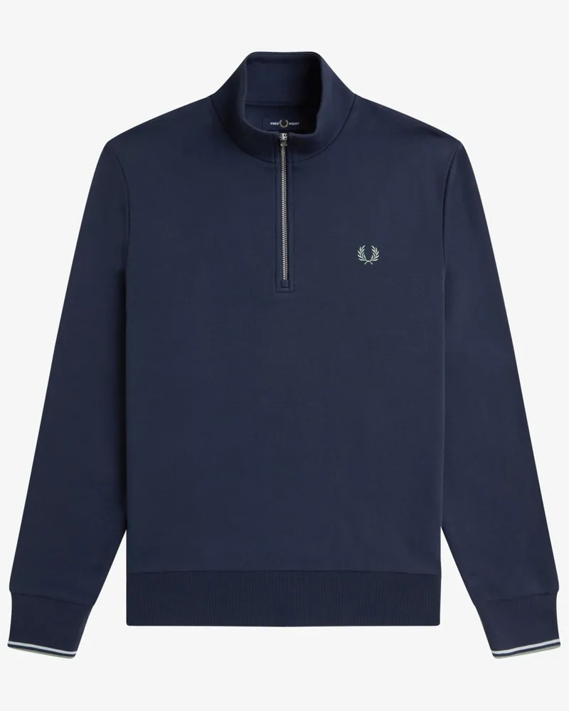 Fred Perry Sweat-Troyer mit Logo-Stickerei und Streifenakzenten in Mittelblau