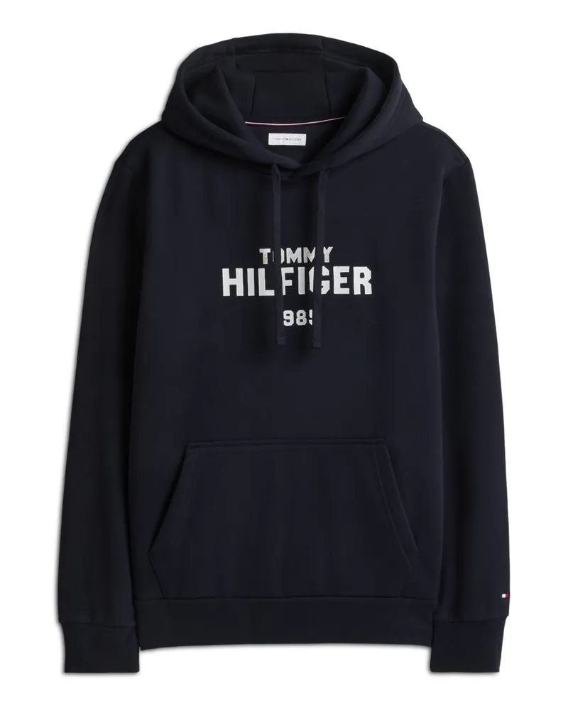 Tommy Hilfiger Hoodie aus einem Baumwoll-Mix mit Label-Print, Regular Fit in Marine