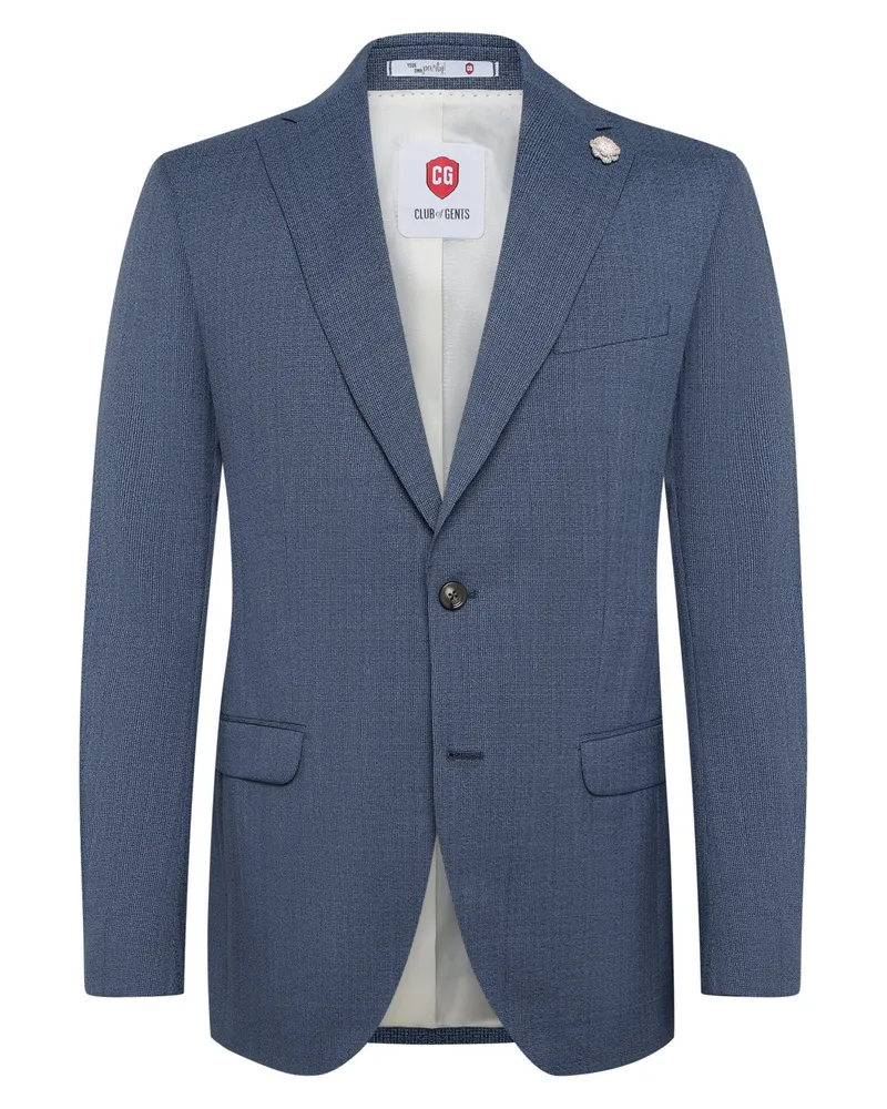 CG Anzugsakko aus Schurwolle mit feiner Struktur, Slim Fit in Mittelblau