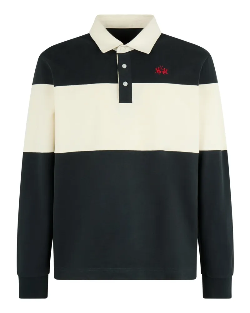La Martina Rugbyshirt aus Baumwolle mit Logo-Stickerei in Marine