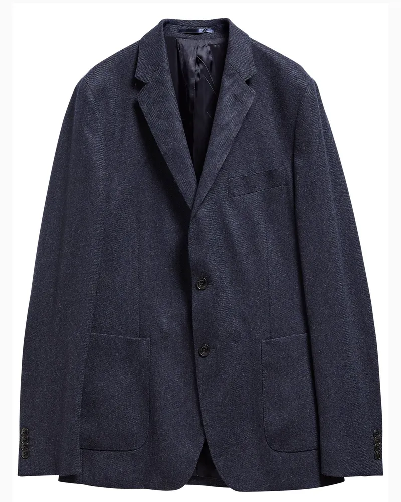 Barbour Anzugsakko aus Wolle und Kaschmir mit Fischgrätmuster, Tailored Fit in Marine