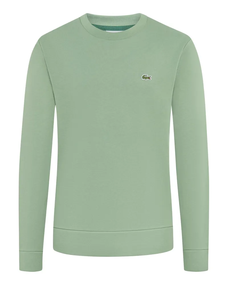 Lacoste Sweatshirt mit kleinem Krokodil-Aufnäher, Classic Fit in Khaki