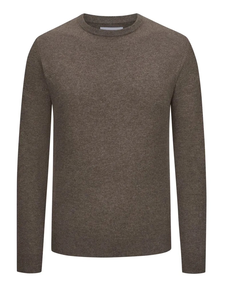 Tom Rusborg Leichter Kaschmirpullover mit Rundhalsausschnitt in Braun