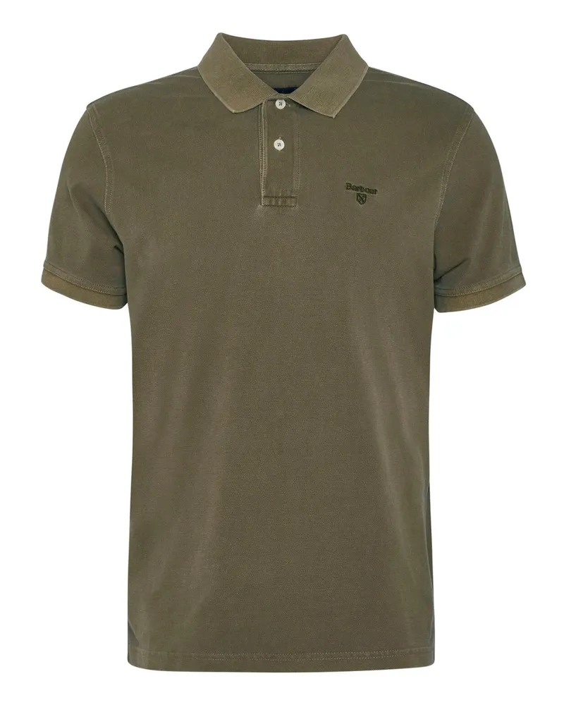 Barbour Poloshirt in Wasehd-Optik mit Logo-Stickerei in Oliv