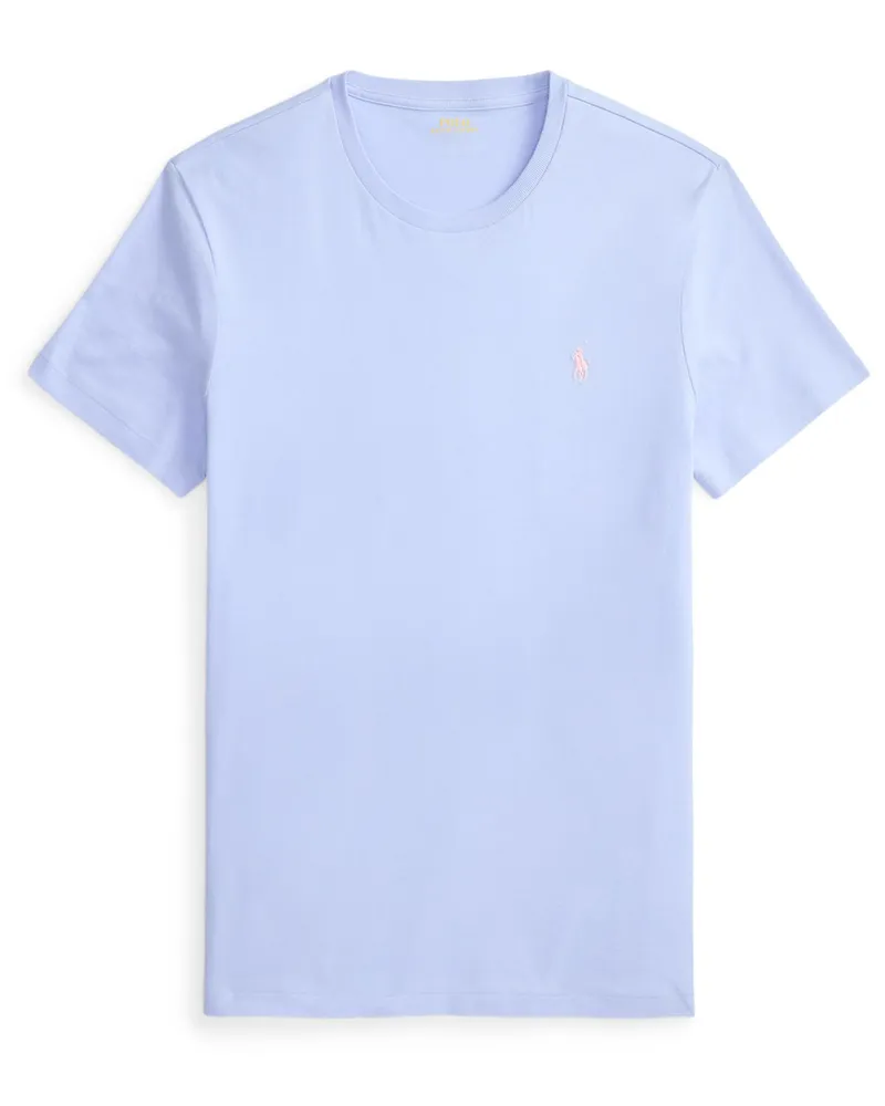 Ralph Lauren Leichtes T-Shirt aus Baumwolle mit Logo-Stickerei, Custom Slim Fit in Hellblau