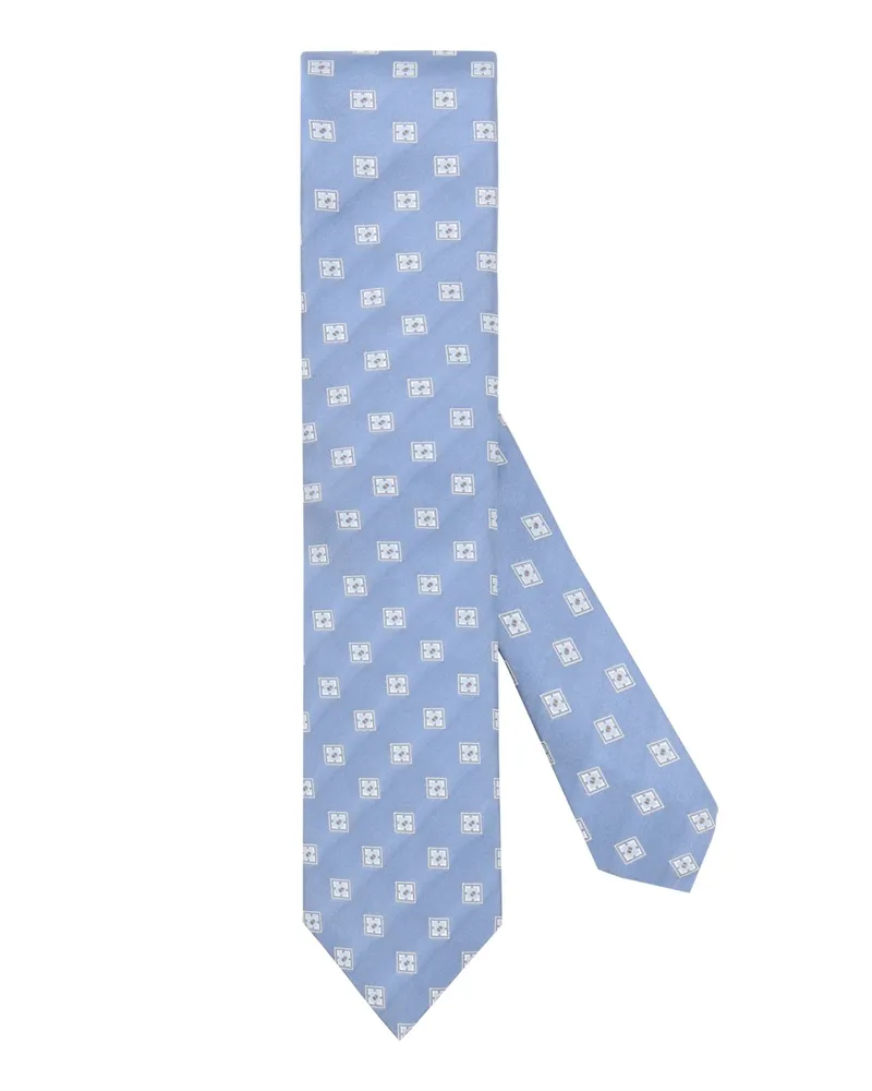 Emporio Armani Schmale Seidenkrawatte mit geometrischem Muster in Hellblau