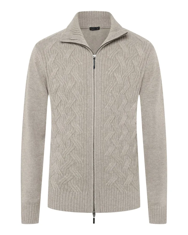 van Laack Strickjacke Sanaro aus einem Wolle-Kaschmir-Mix mit Zip in Beige