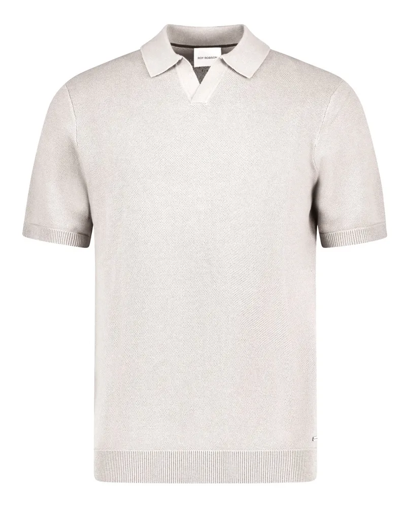 Roy Robson Strick-Poloshirt aus einem Baumwoll-Mix mit Reiskornstruktur in Offwhite