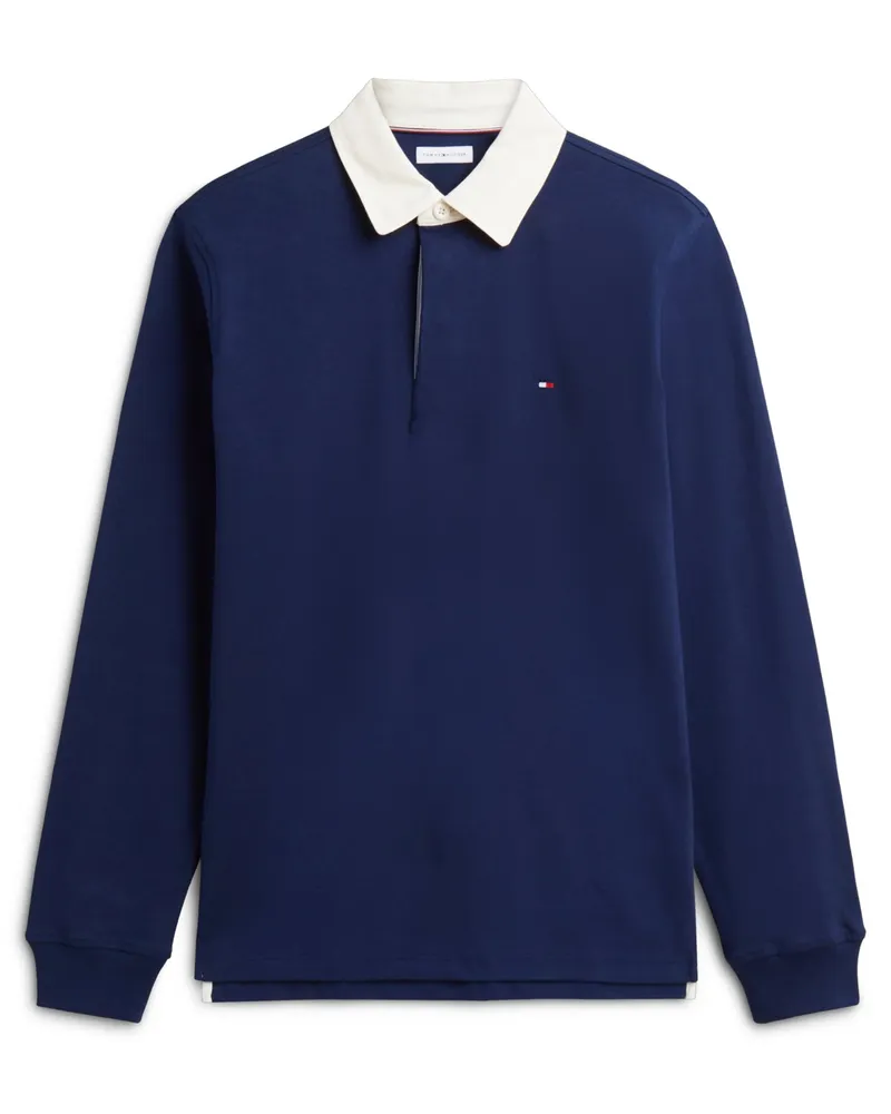 Tommy Hilfiger Rugbyshirt aus Baumwolle mit Logo-Stickerei in Marine
