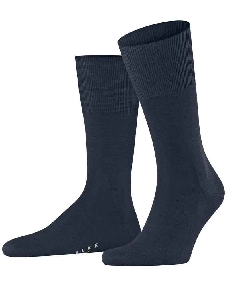Falke Glatte Socken Airport mit klimaregulierender Merinowolle in Marine