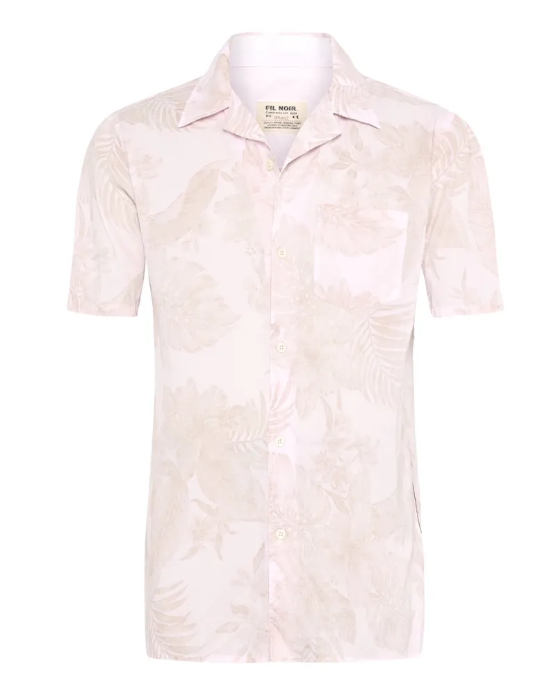 FIL NOIR Leichtes Kurzarmhemd mit floralem Print in Rosenrot