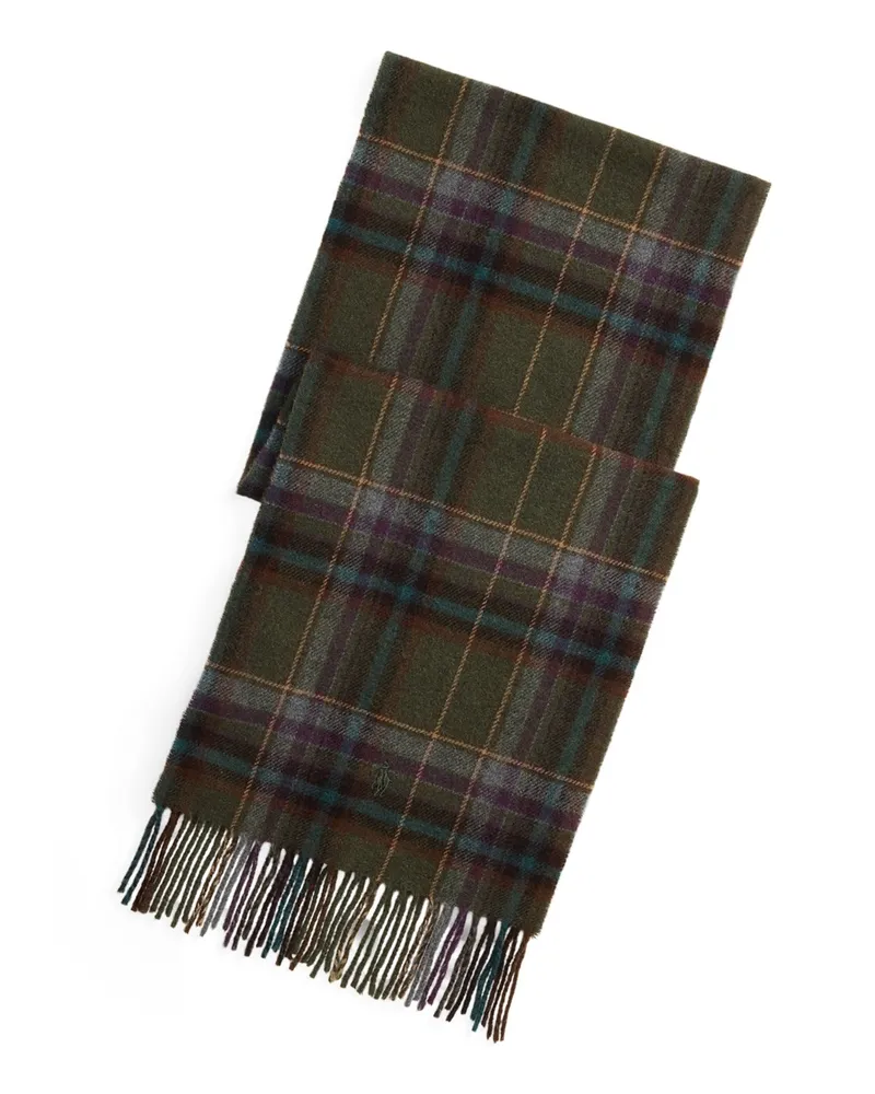 Ralph Lauren Softer Schal mit Glencheck-Muster und Fransen in Oliv