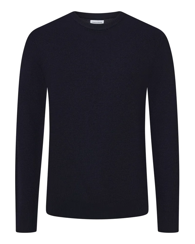 Tom Rusborg Softer Pullover aus Merinowolle mit O-Neck und Kaschmiranteil in Marine