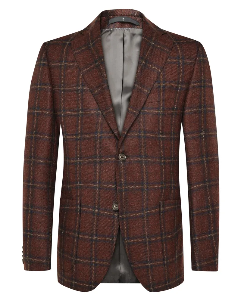 Dressler Sakko aus Schurwolle mit Kaschmir und Check-Muster, Shaped Fit in Rot