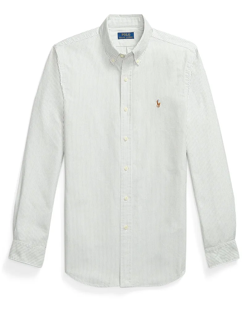 Ralph Lauren Oxfordhemd mit Streifenmuster und Logo-Stickerei, Custom Fit in Grün