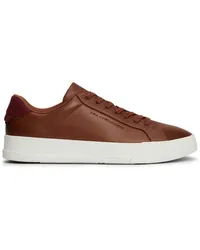 Tommy Hilfiger Low Top Sneaker aus Glattleder mit Logo-Gravur Cognac