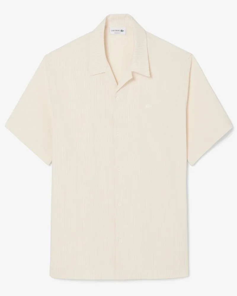 Lacoste Leichtes Kurzarmhemd in Seersucker-Qualität, Relaxed Fit in Beige