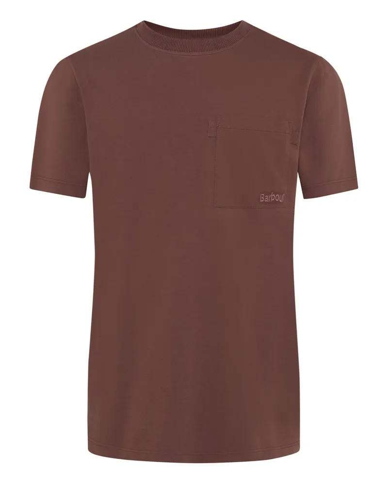 Barbour Unifarbenes Stretch-T-Shirt mit aufgesetzter Brusttasche, Relaxed Fit in Rot