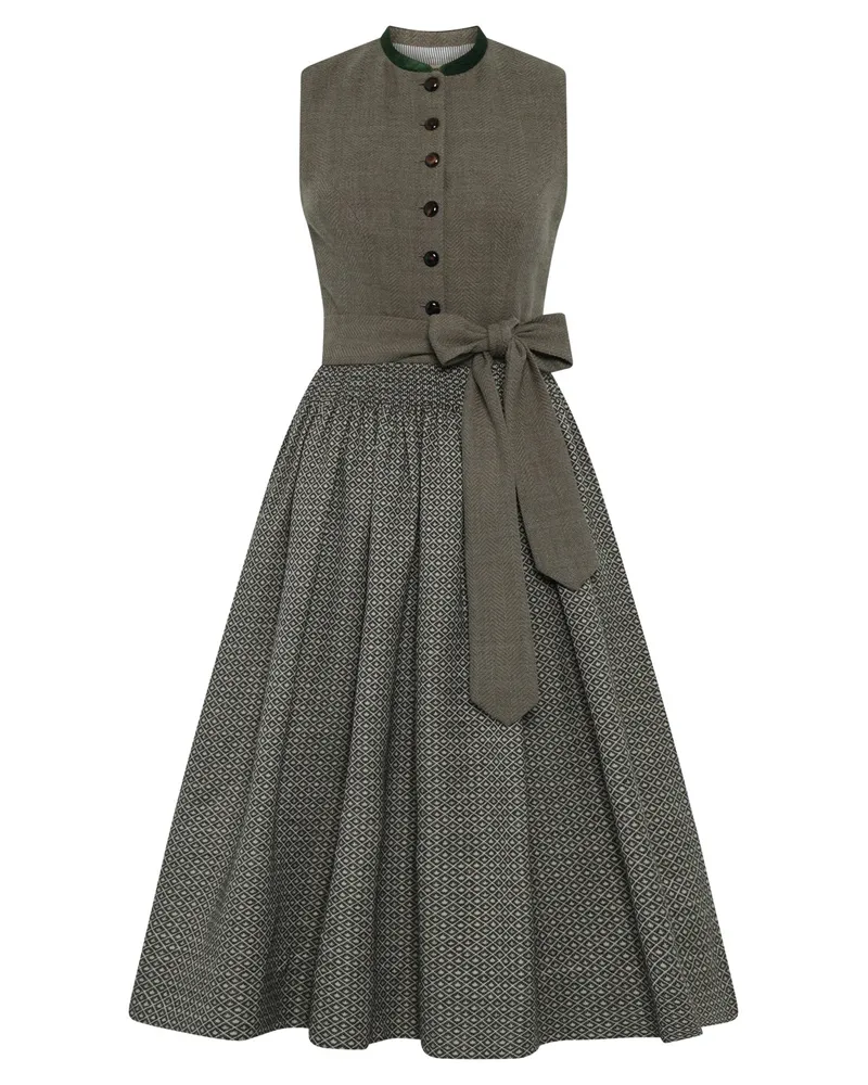 Gottseidank Hochschließendes Dirndl Mika aus Schurwolle und Leinen in Beige