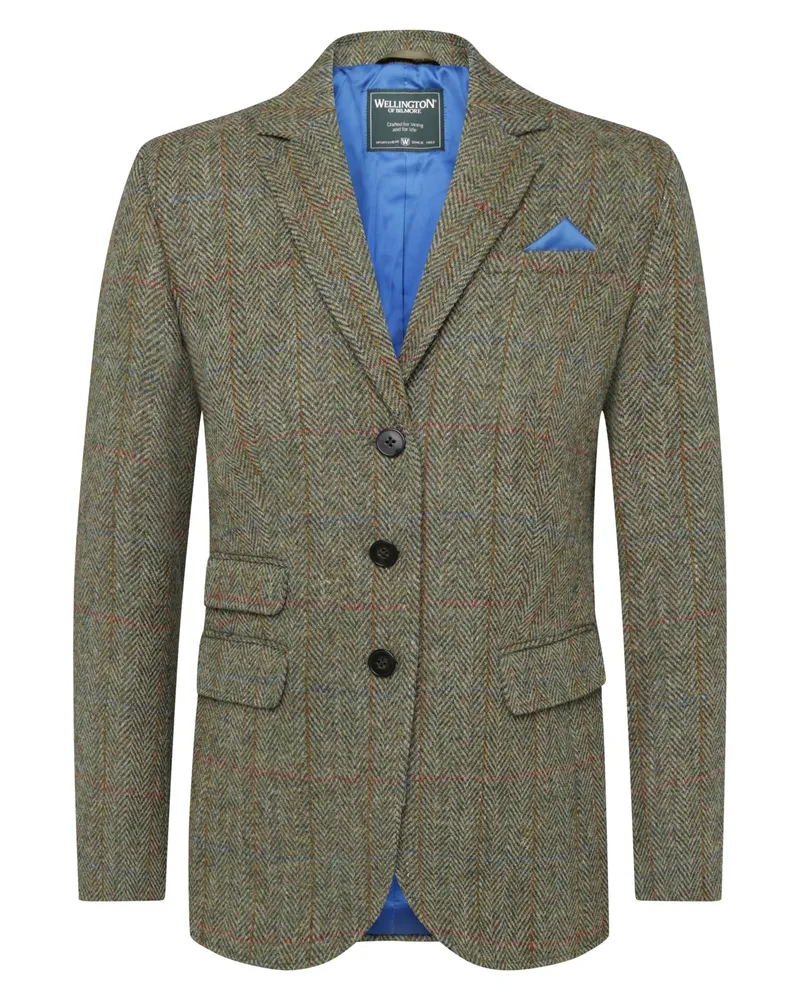 Wellington of Bilmore 3-Knopf Damen-Blazer Carola aus Harris-Tweed in Oliv