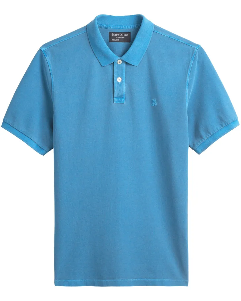 Marc O'Polo Poloshirt in Washed-Optik mit Label-Stickerei, Regular Fit in Blau