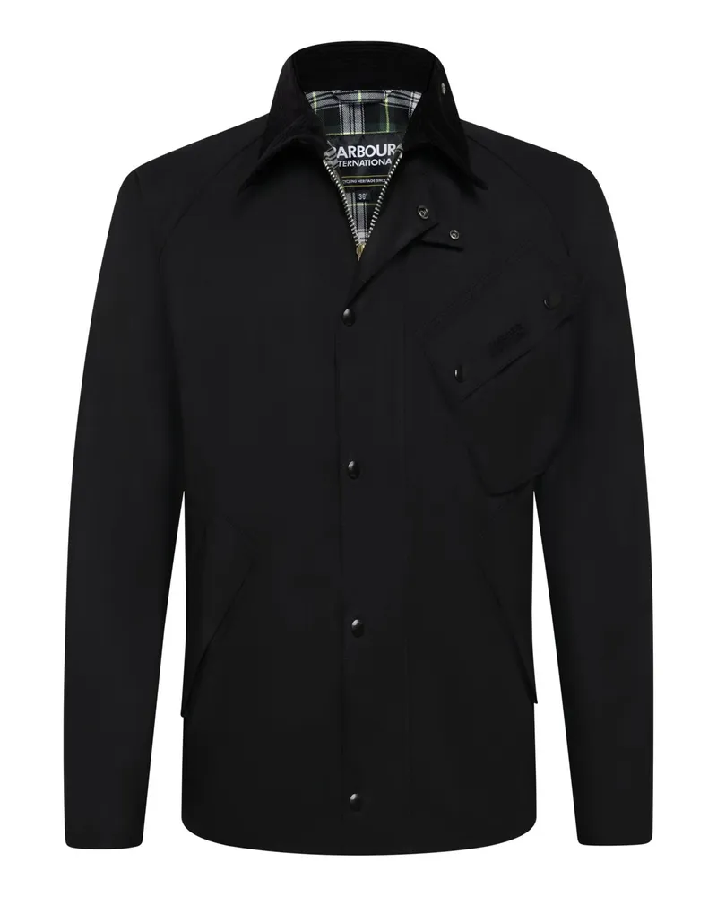 Barbour Wachsjacke A7 Pacemaster mit Cordbesatz am Kragen in Schwarz
