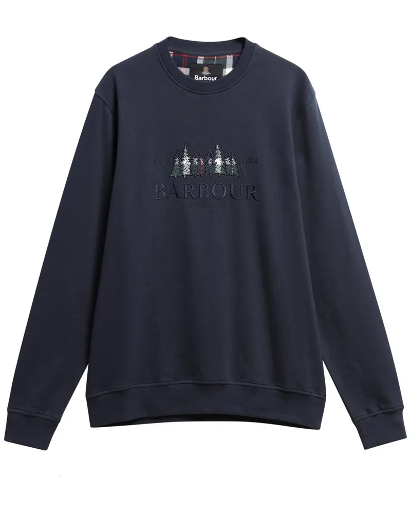 Barbour Sweatshirt Evergreen aus Baumwolle mit Label-Stickerei in Marine