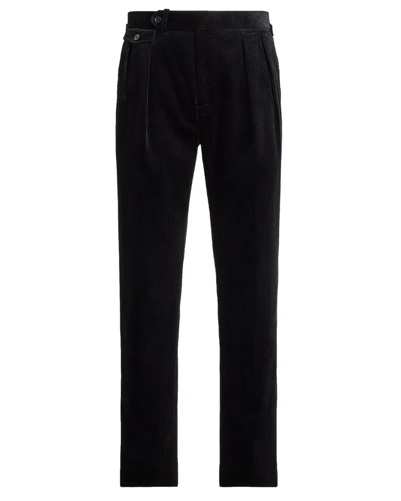 Ralph Lauren Cordhose aus Baumwolle mit Bundfalte und Seitenspannern in Schwarz