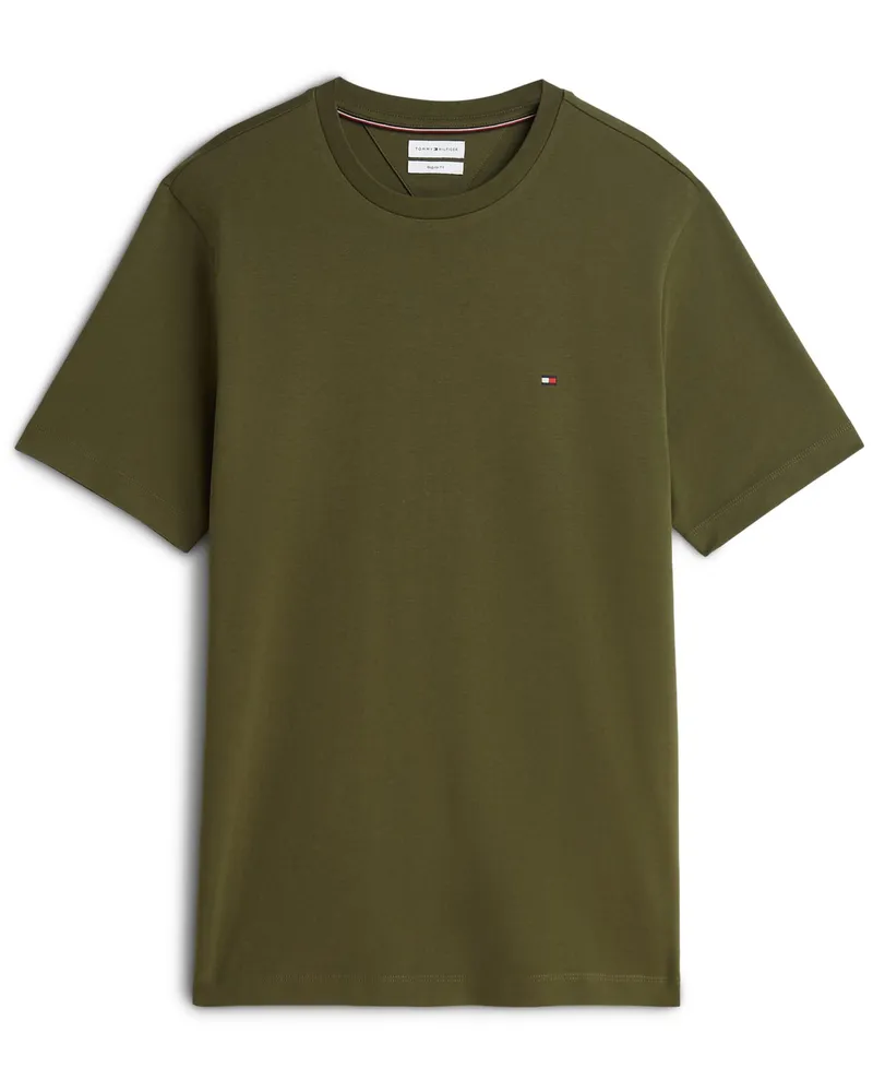 Tommy Hilfiger T-Shirt aus einem Baumwolljersey mit Logo-Stickerei, Regular Fit in Oliv