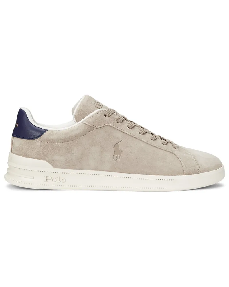 Ralph Lauren Low Top-Sneaker aus Veloursleder mit Kontrast-Detail an der Ferse in Kreide