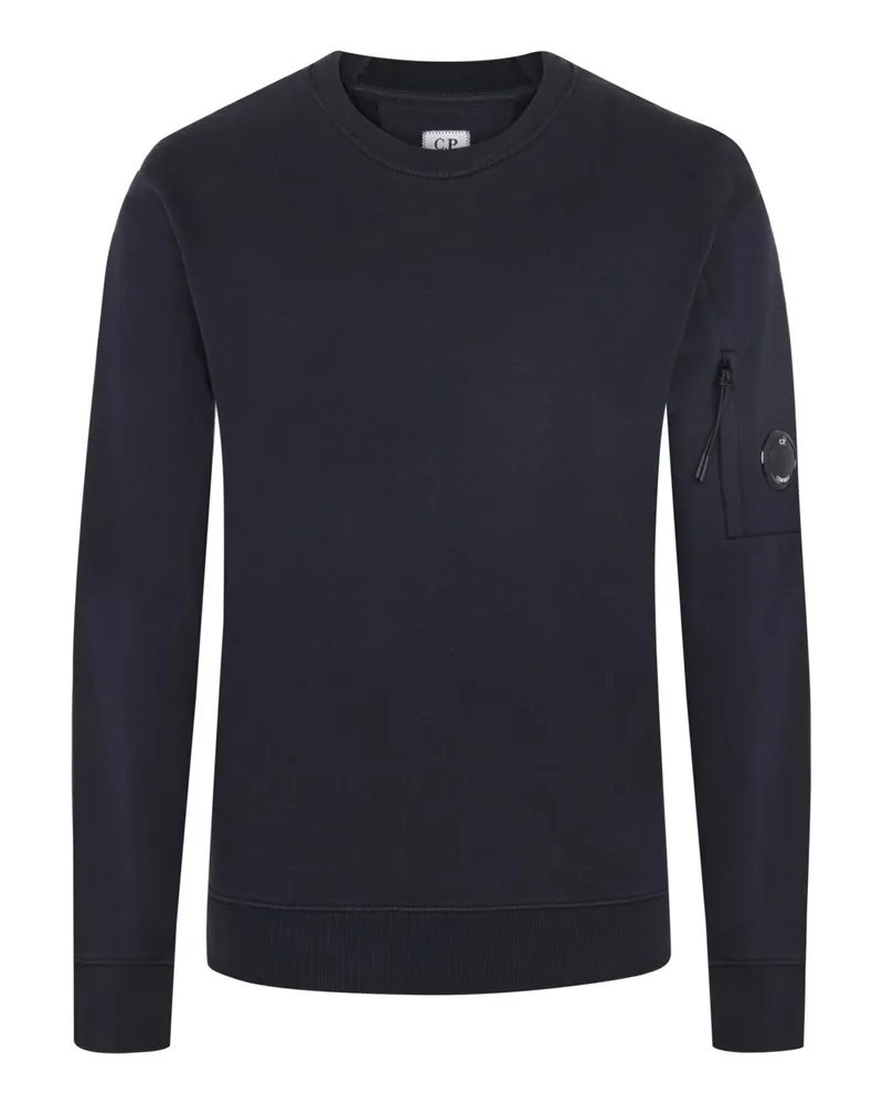 C.P. Company Sweatshirt mit Reißverschlusstasche und Logo-Patch am Arm in Marine