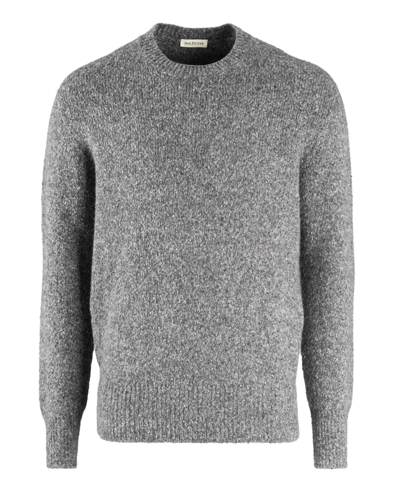 Phil Petter Strick-Pullover in Melange-Optik mit Alpakawolle in Hellgrau