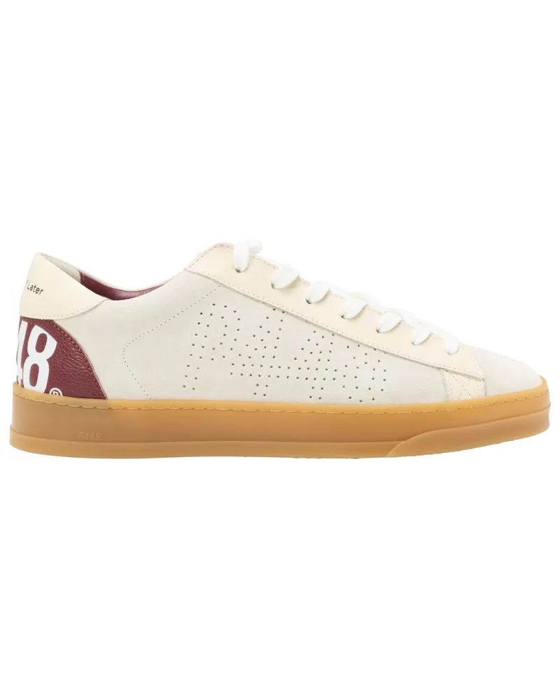P448 Low Top-Sneaker aus Leder mit Kontrast-Details an der Ferse in Beige