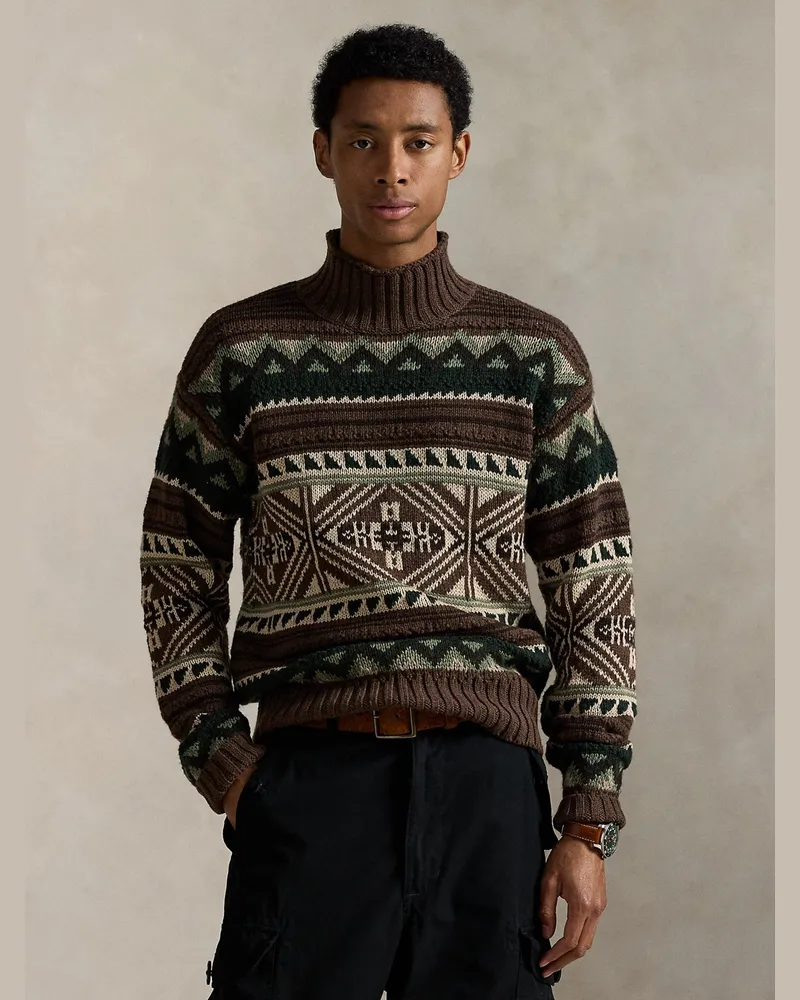 Ralph Lauren Pullover aus Wolle mit Norweger-Muster in Braun