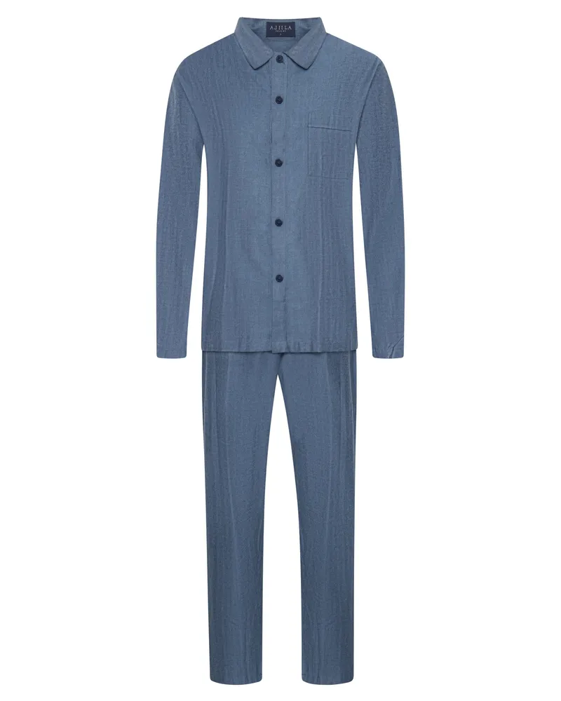 Novila Softer Langarm-Pyjama aus einem Baumwoll-Lyocell-Mix in Hellblau