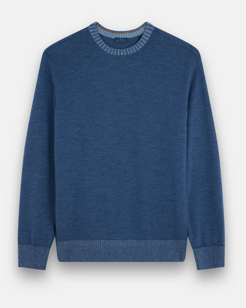 Paul & Shark Weicher Pullover aus Schurwolle mit Kontrast-Details in Blau